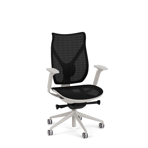 Onda Mid Back Office Chair by Via Seating in a grey frame with black copper mesh