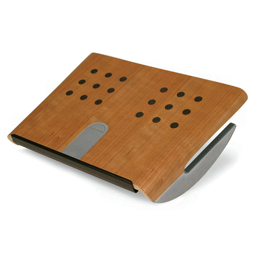 Quarter  Front View of the Cherry wood finish for the Humanscale Foot Rest